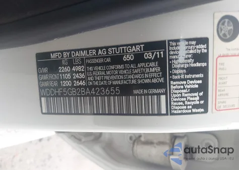 2011 Mercedes-Benz E 350 из США, поврежденный, VIN WDDHF5GB2BA423655